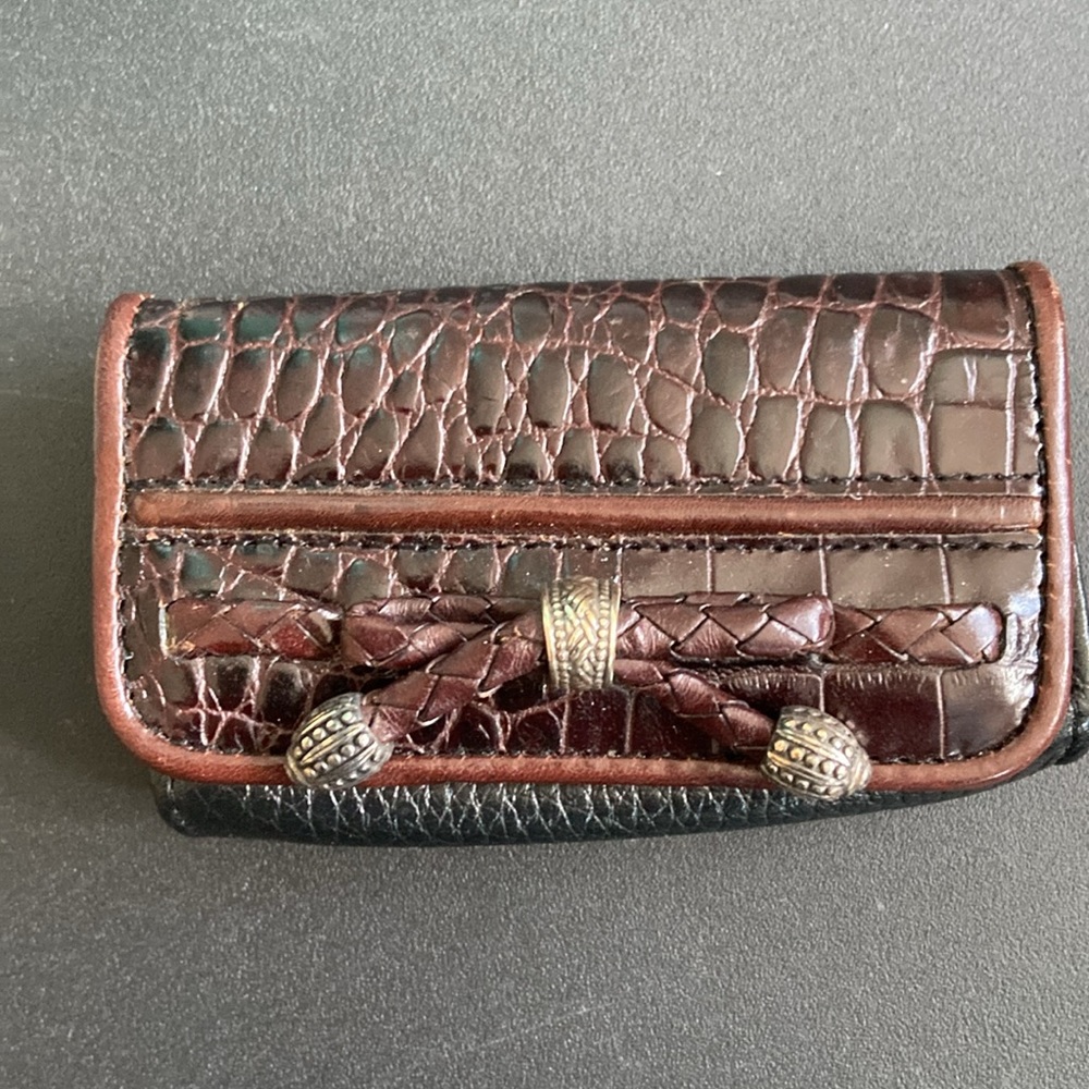 Brighton Lipstick Case Leather Brown Black Mirror inside Sweet!💄
